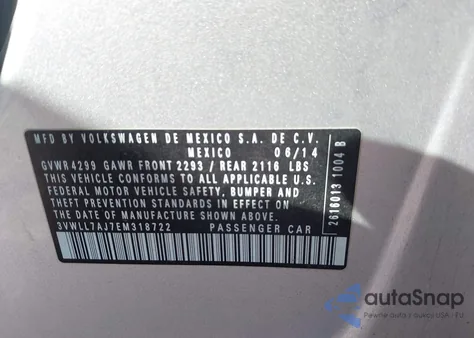 2014 Volkswagen Jetta 2.0L Tdi Value Edition from USA, damaged, VIN 3VWLL7AJ7EM318722